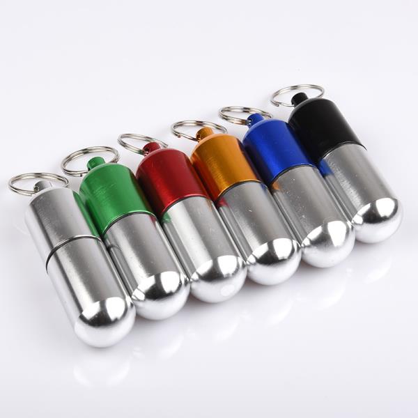 Portable and fashion aluminium pill holder keychain