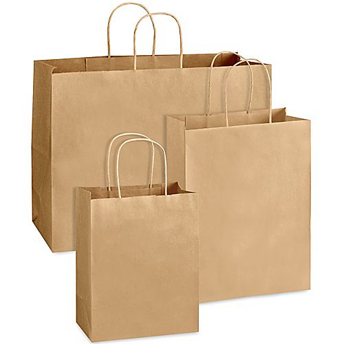 Brown and white foldable Kraft paper tote bag