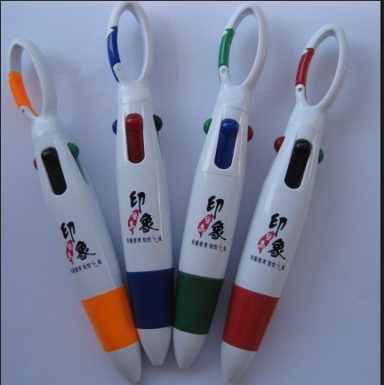 Four color inks pen,carabiner hook ball pen China Suppliers