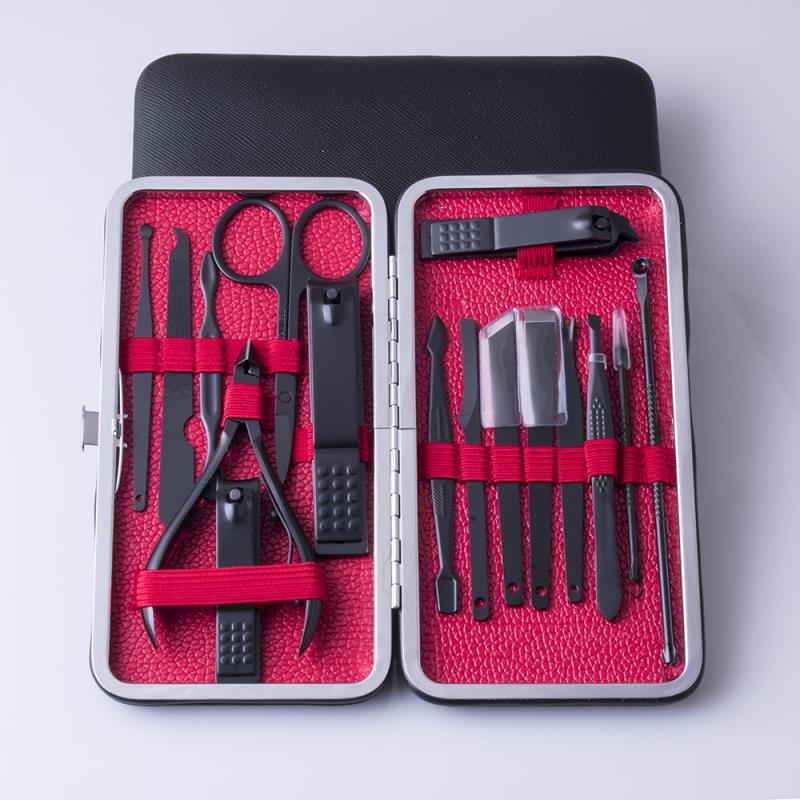 16pcs Manicure Set ,Stainless Steel Nail Care Tool Sets kit Pedicure Scissor Tweezer Knife Ear pick Utility Nail Clipper Set
