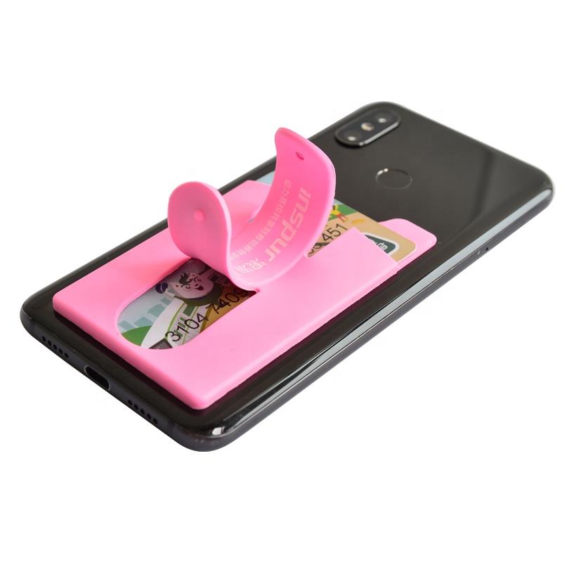 Universal Touch U Stand Credit ID Wallet Custom Logo Silicone Mobile Cell Phone Card Holder