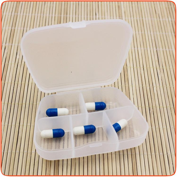 5 compartments plastic pill box pill case