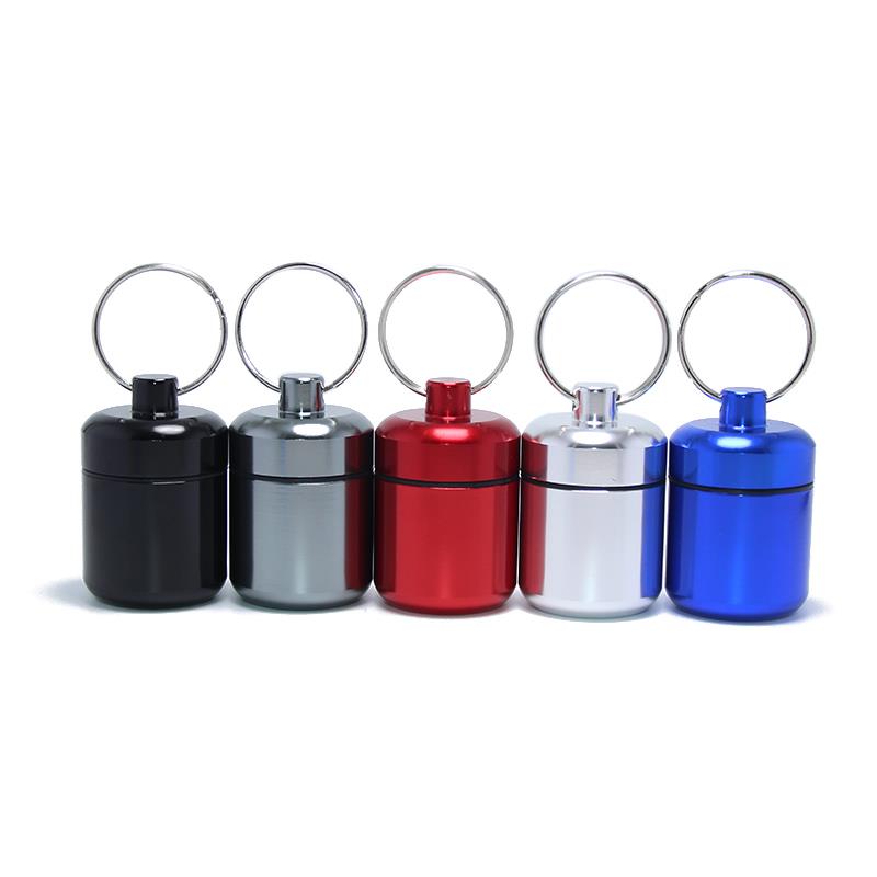 Multiple Colors Bottle Container Medicine Holder Case Key Chain Waterproof Drug Keyring Capsule Mini Pill Box Keychain