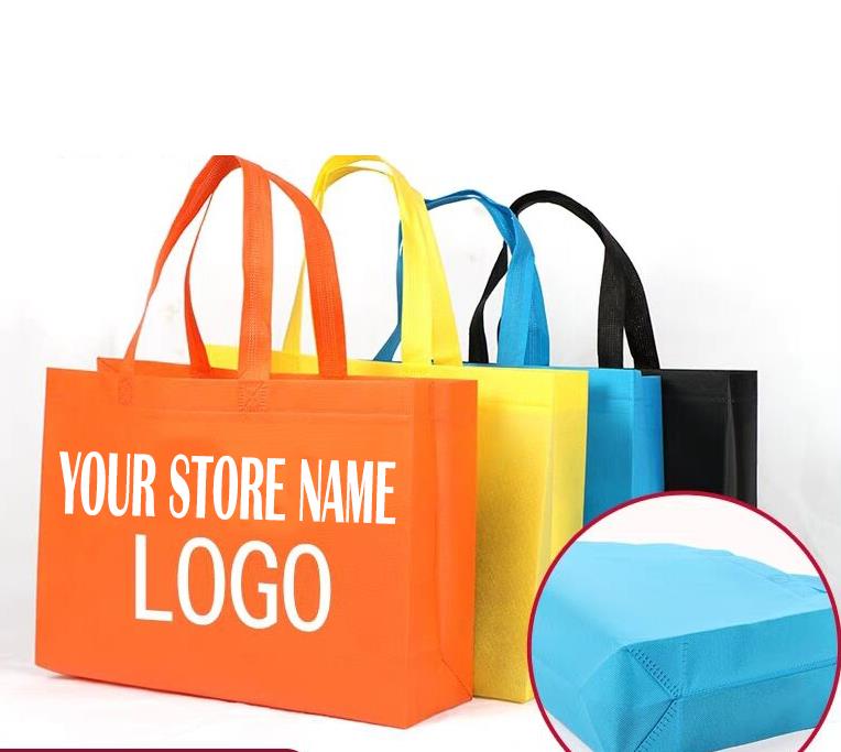 Custom logo printed reusable non woven tote shopping bag