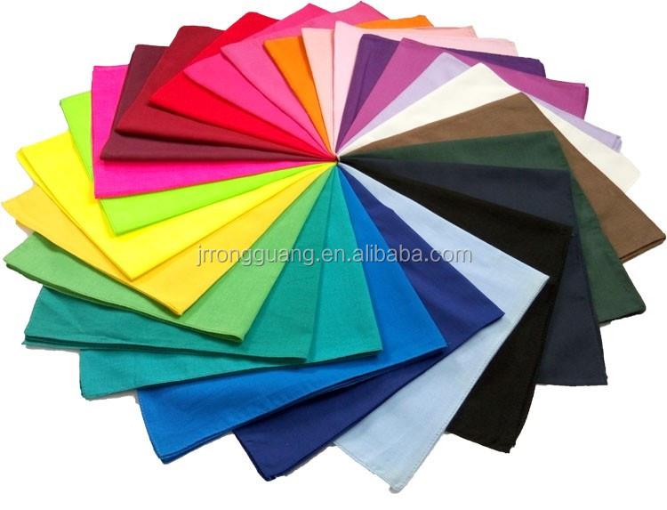 Fashion 100% Cotton Fabric Plain Soild Color Square Bandanna