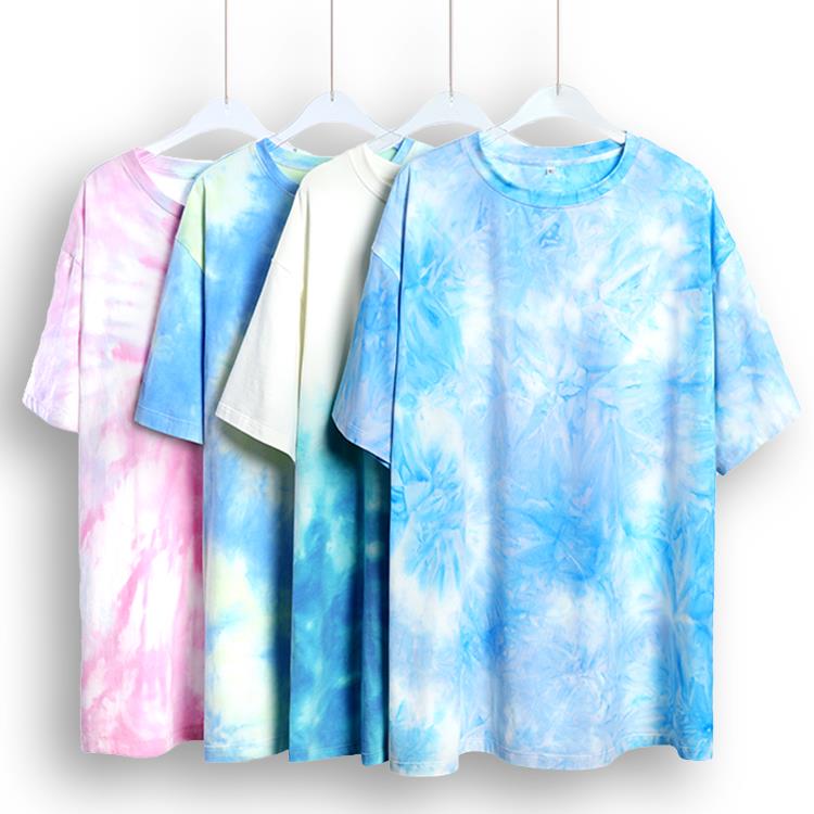 fashion tee plus size women cotton tee-shirts sets personnalisable tie dye t shirts