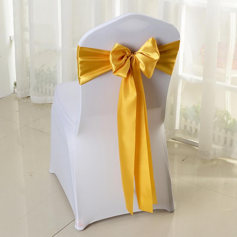 Wedding Banquet Satin Chair Sashes for Chair Cover Self Tied Bows