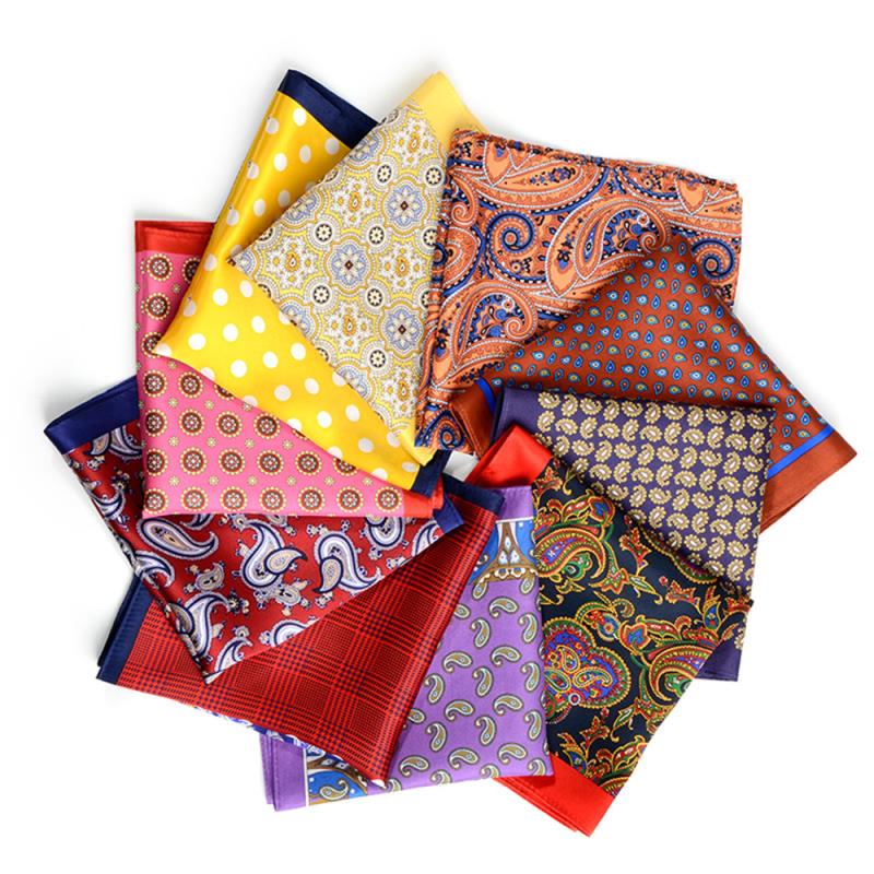 Stylish Mens Custom Pattern Printed Silk Twill Colorful Pocket Squares Handkerchief Floral