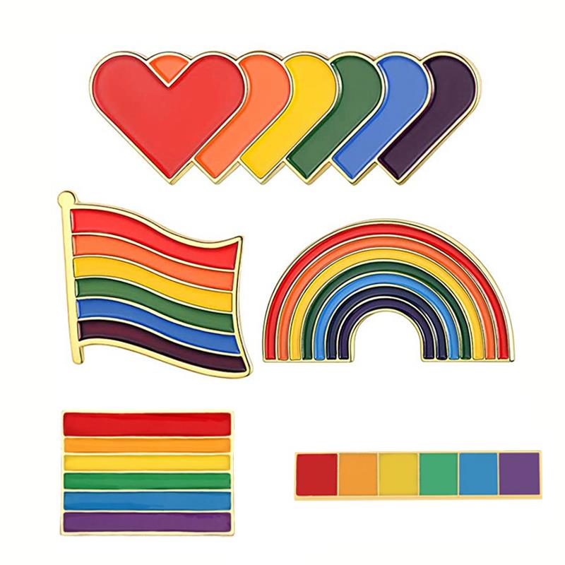 Custom Gay Pride Metal Hard Enamel Lapel Pins Lesbian Heart Flag Hard Enamel Pin