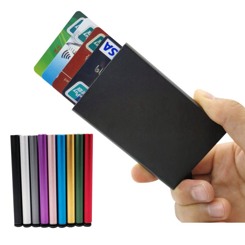 Card Holder Aluminum Metal RFID Blocking Popup Mens Credit Card Holder