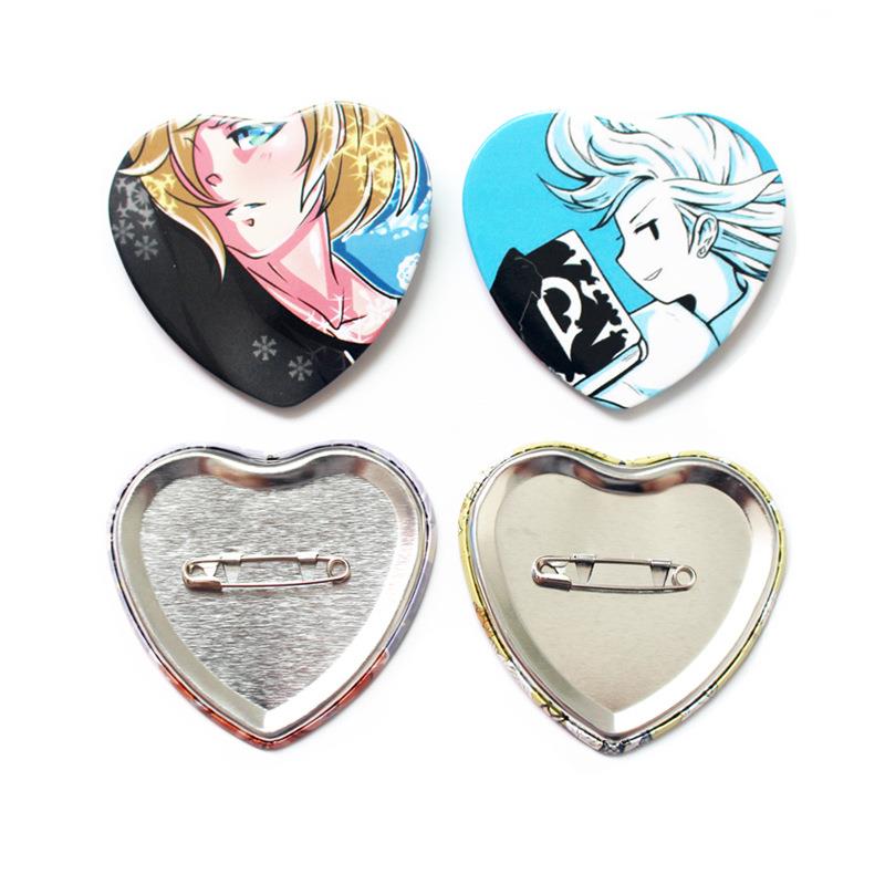 Customized hot sale cartoon pins button badges with star and heart shape