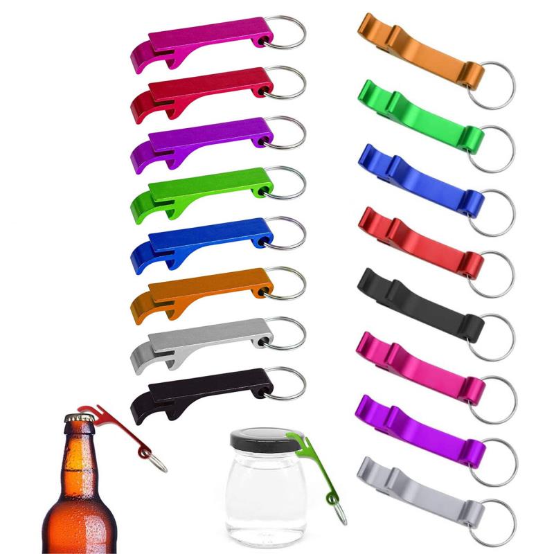 Metal Beverage Bottle Opener Openers with Keychain Ring Portable Small Bar
