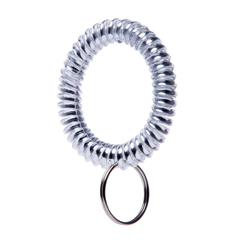 Colorful Flexible Spiral Coil Stretchable Spring Wristband with Key Ring
