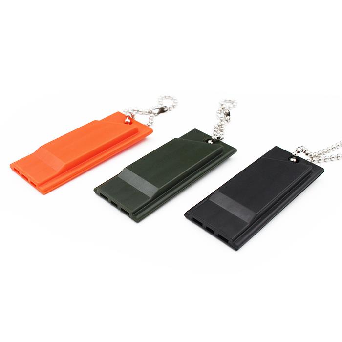 plastic loud voice custom printed orange flat whistle with lanyard keychain