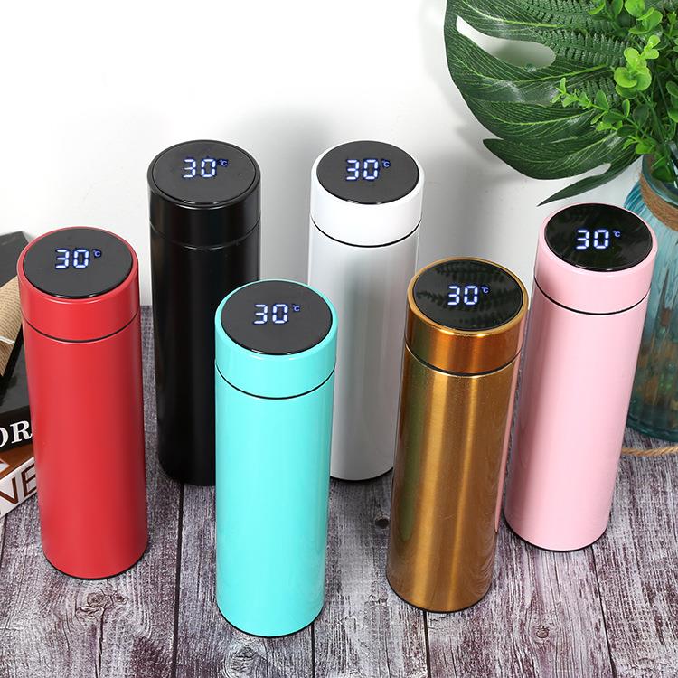 LED Digital Temperature Display 500ml Smart Water Bottle Double Wall Sport Thermo Flask