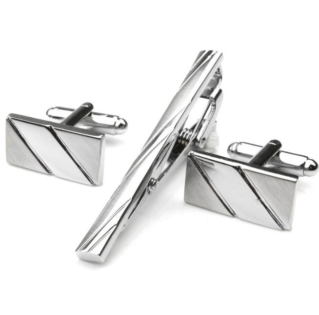 Wholesale double color frosted tie clip cufflink