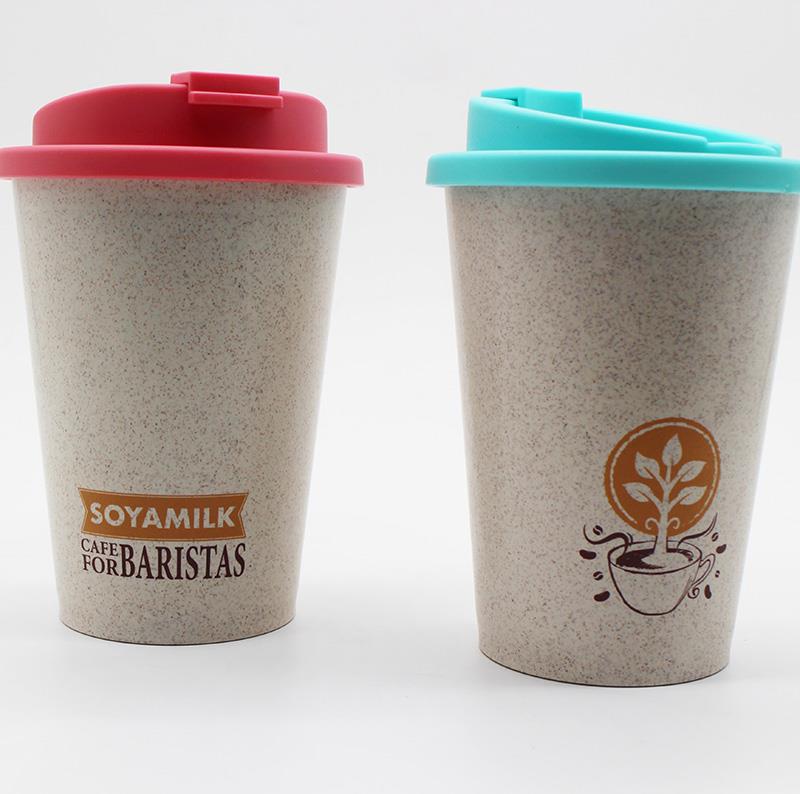 customized logo single wall plastic coffee cup wheat straw cup