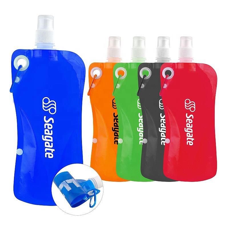 500ML Foldable Plastic Water Bottle Bag Durable Custom Printing Collapsible Ec