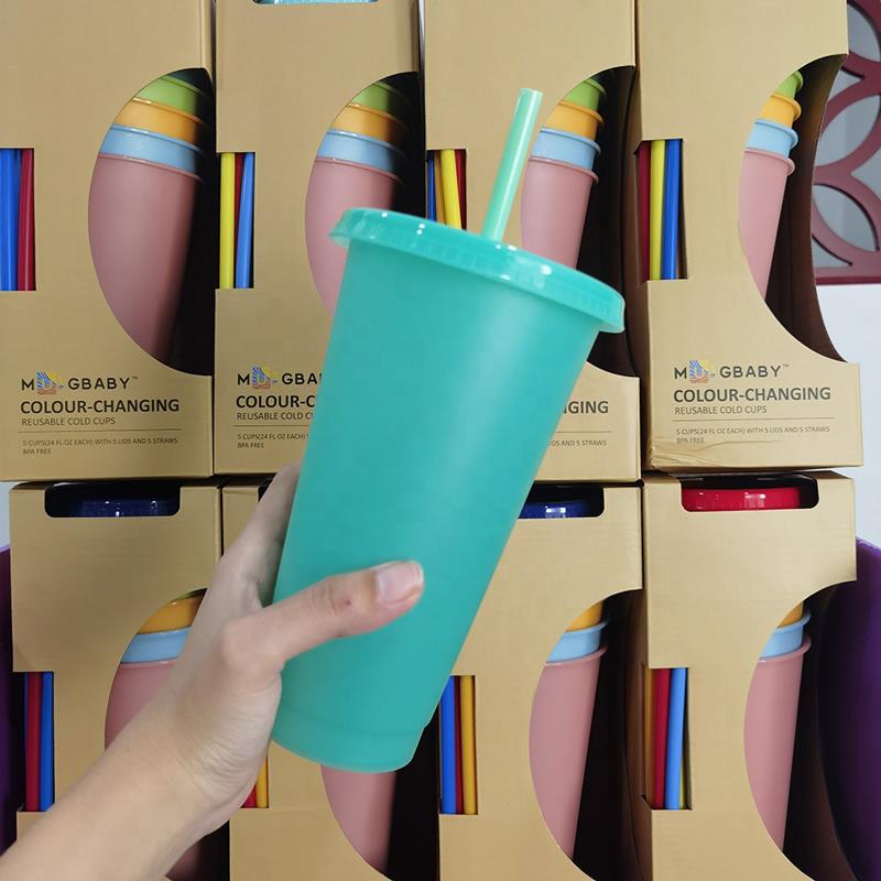 Personalized custom plastic temperature color change mood stadium cups