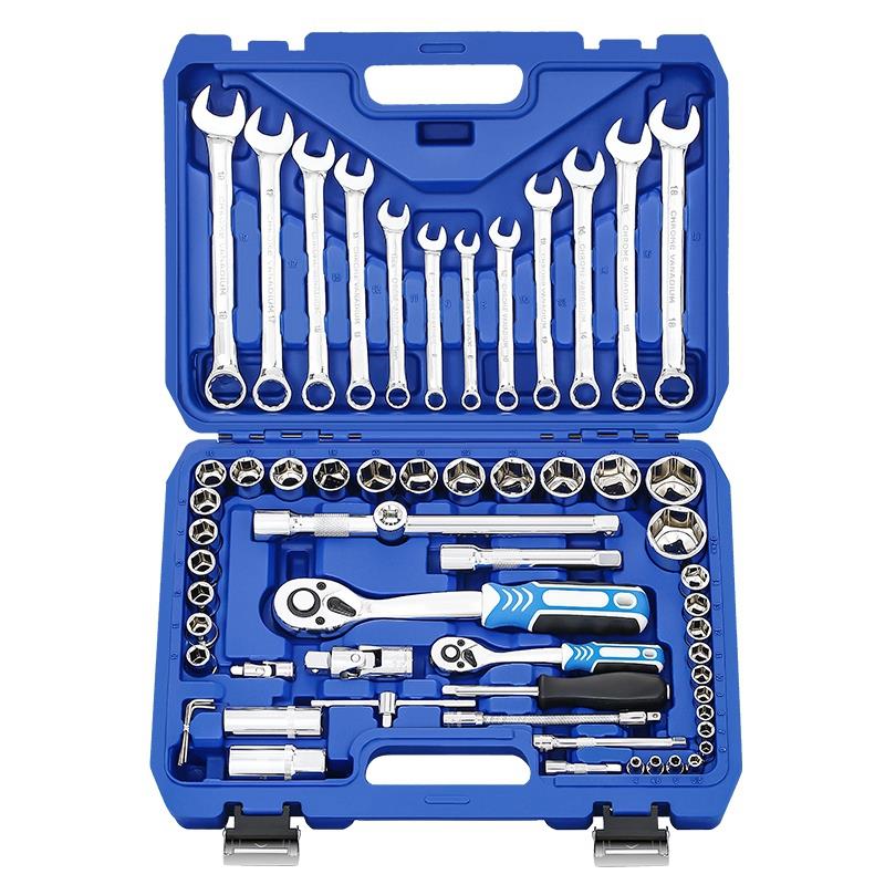 Car Repair Sockets Set Hand Tool Sets Combination Socket Wrench Set with Plastic Toolbox