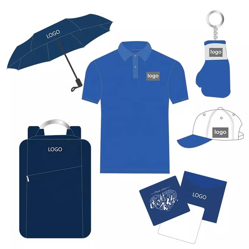 customized logo gift corporate set personalized items umbrella sport water bottle backpack cotton T-shirt cheap gift