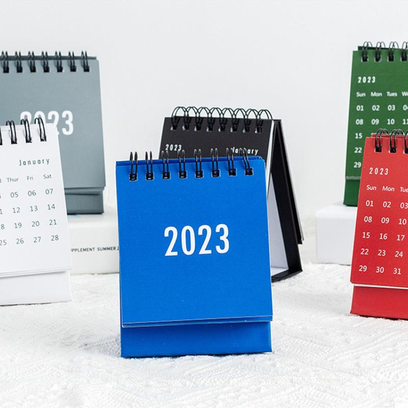 English Morandi Color 2023 Mini Desktop Calendar Office Stationery Calendar Kawaii Desk Calendar