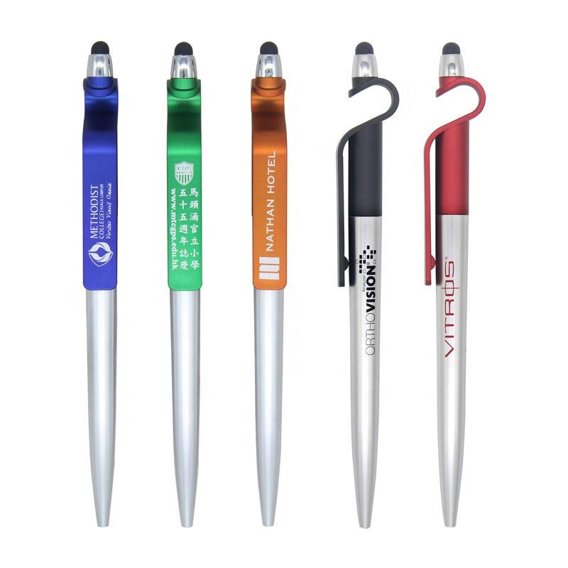 custom multifunction stationery plastic stylus touch screen promotional ball pen with phone holder