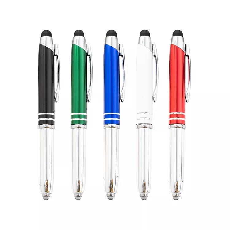 Metal Light Pen 3 In 1 Multifunctional Led Light Stylus Pen With Engraved Logo
