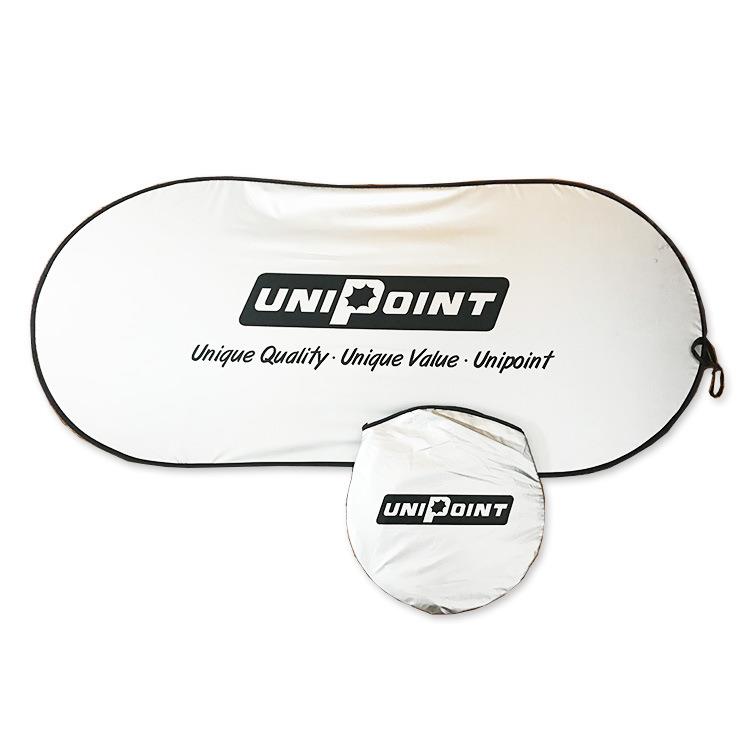 Custom Promotional Foldable Silver Polyester Oval Front Car Sunshade