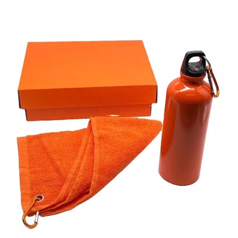 Promotion Gift Customized Logo Two Piece Towel Water Bottle Teacher Corporate Giveaways Gift Set