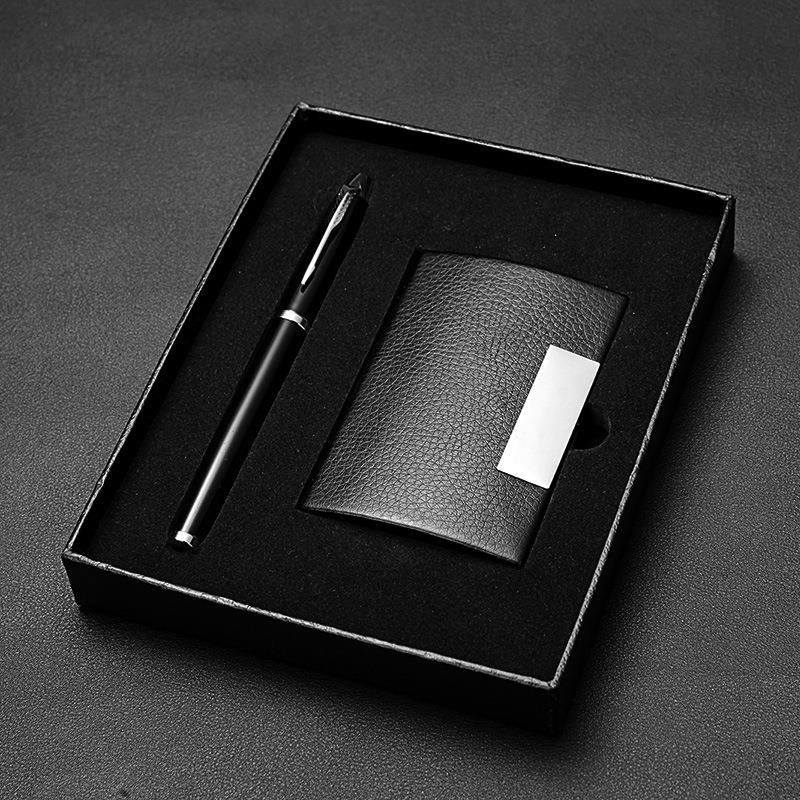 fashion mens gift sets company business card card holder with signature pen sets
