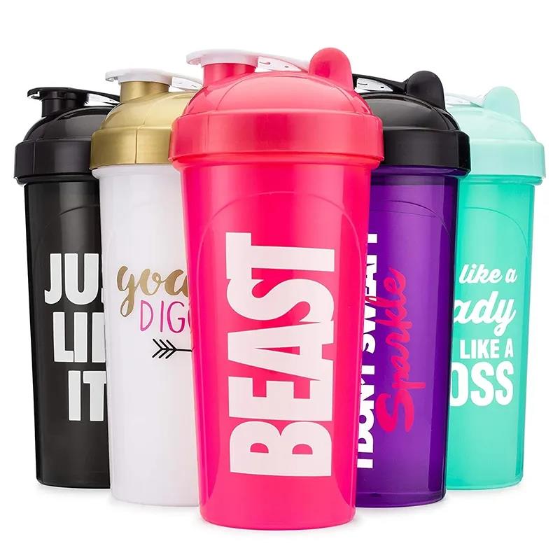 Fitness bpa free plastic spice custom logo gym shaker bottle for protein
