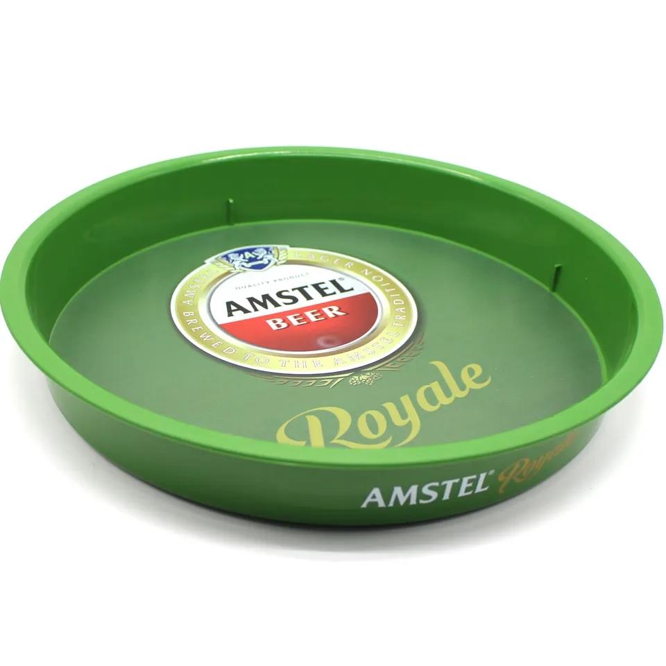 Promotional Premium Durable PS Round With Logo Lamination Anti Slip Cheap Serving China Tray