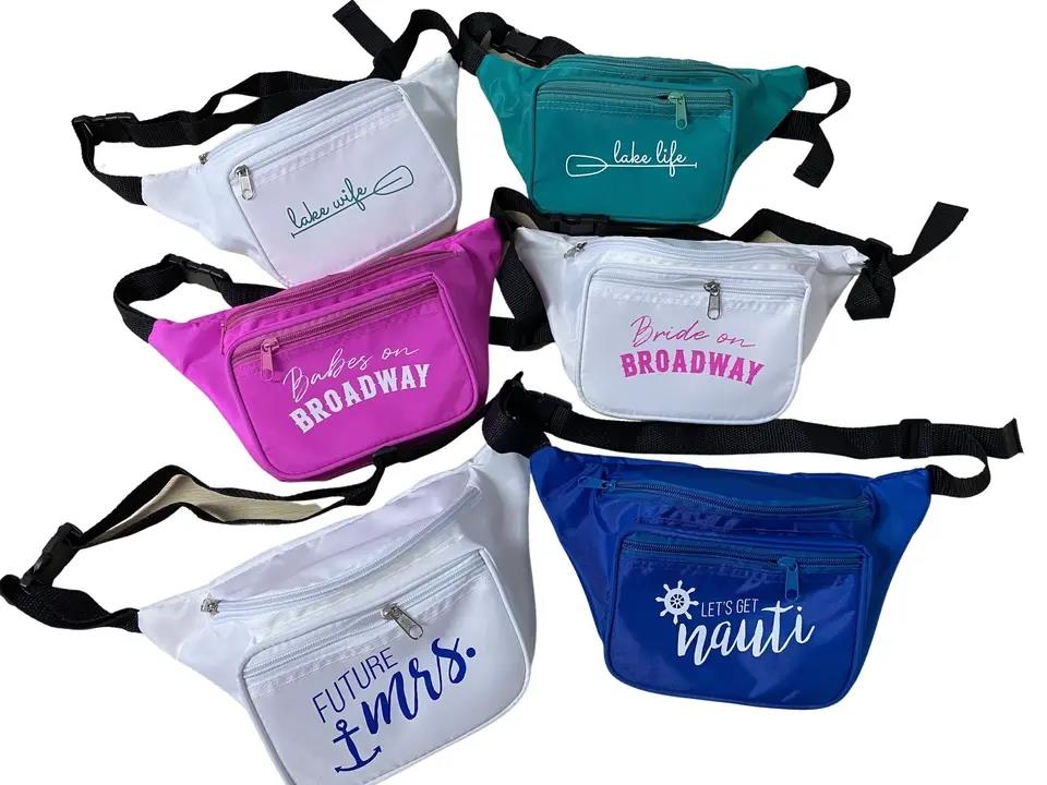 LOW MOQ Custom Design Polyester Neon Colour 3 zippers Sport Fanny Pack