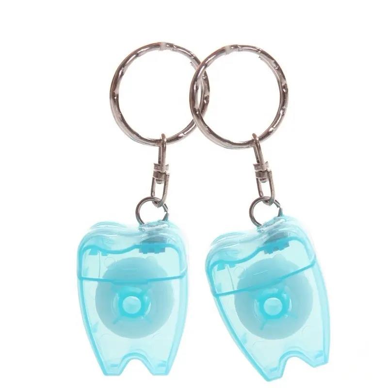 Wholesale Custom Logo Printed Tooth Shape Dental Floss Keychain