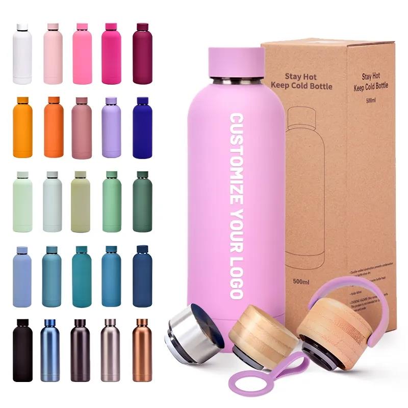 Customized Vacuum Insulated Thermal Drink Bottle Black Double Wall Stainless Steel Water Bottle With Custom Logo
