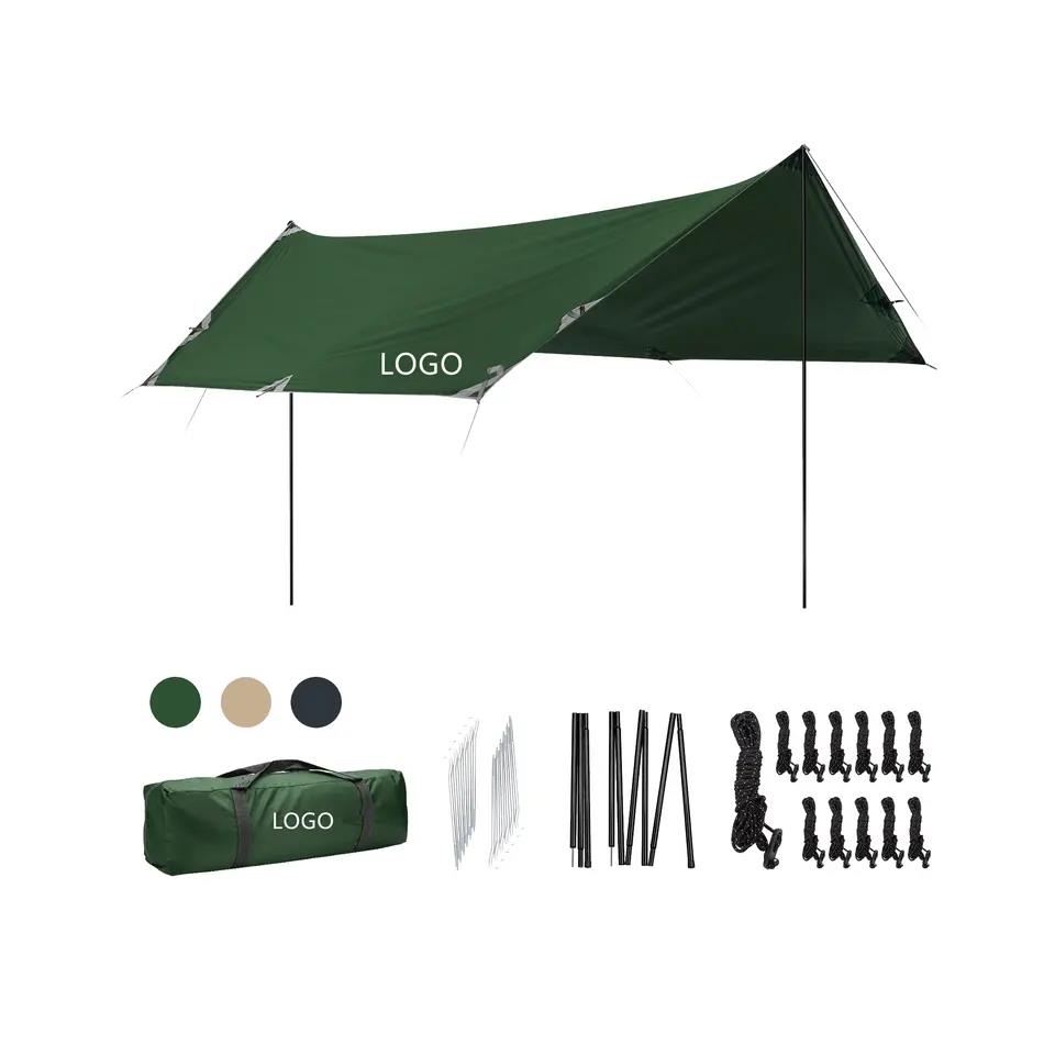Custom Outdoor Sun Shades Waterproof Rain Fly Camping Tarp Shelter Ultralight Large Canopy Tent Pvc For Camping Party With Pole