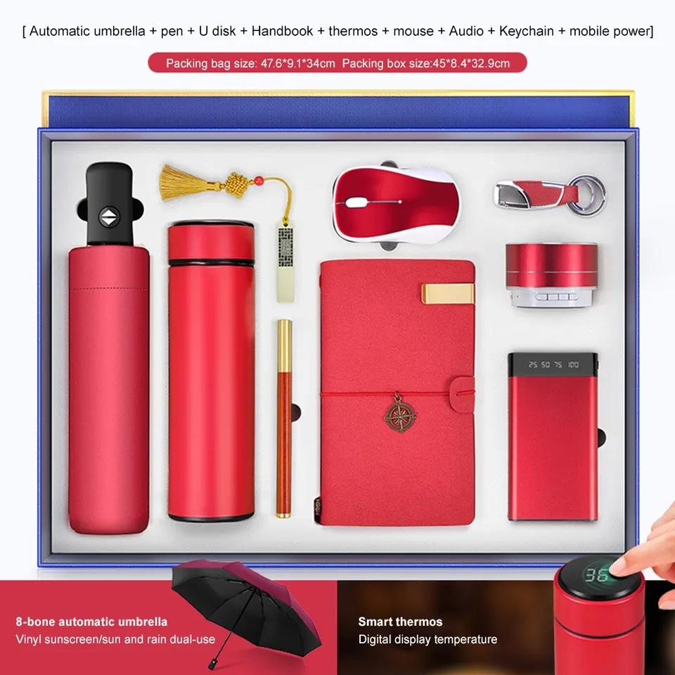 Without MOQ 2023 New Arrival A5 Notebook + vacuum flask + USB flash drive + pen + A5 notebook + speaker + power bank Gifts Se