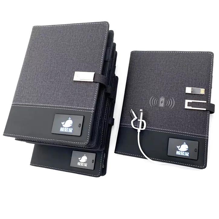 Promotional Notebook with Power bank and Built-in USB wireless charging notebook