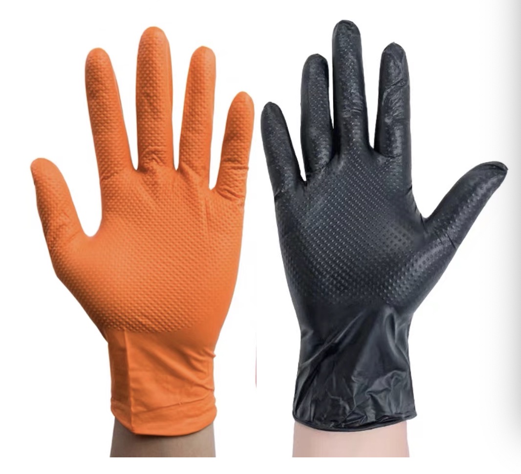 Black/Orange mechanical pure nitrile gloves