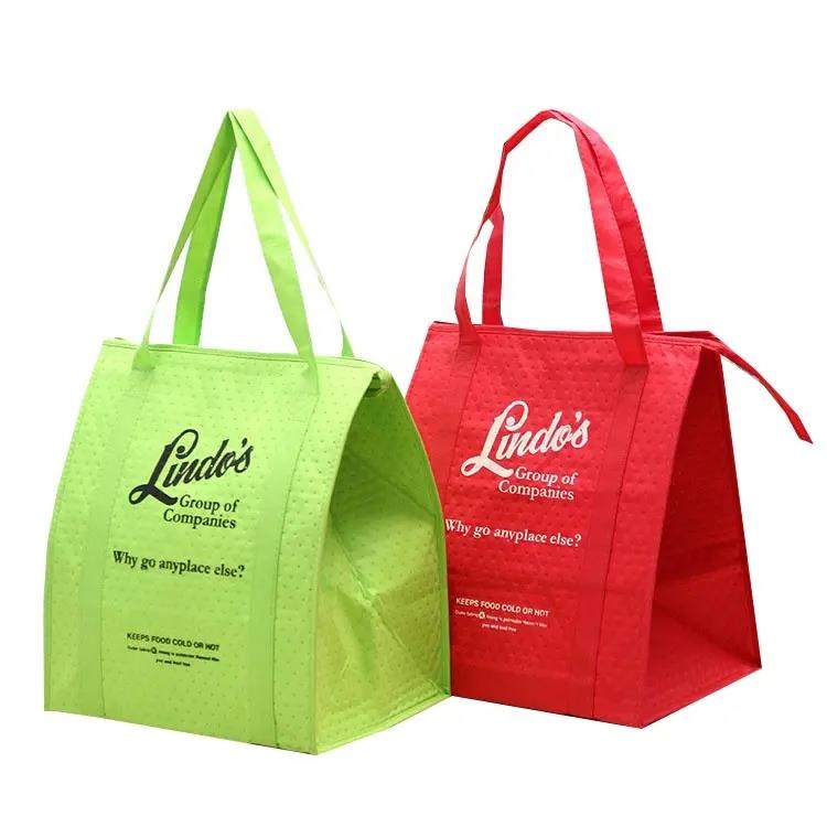 Grocery Food Delivery Extra Large Non Woven Insulated Tote Food Bag Sac Cooler Bag Catering Food Thermal Tote Bag