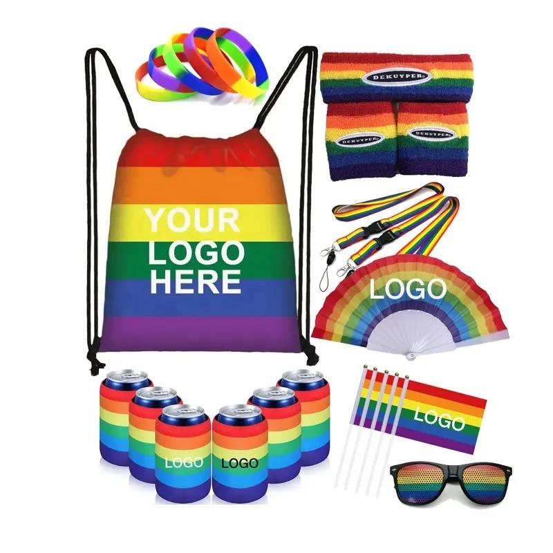 Cheap Customized Logo Rainbow Gifts LGBT Gay Pride Backpacks /Wristbands /Sunglasses /Lanyard/Flags
