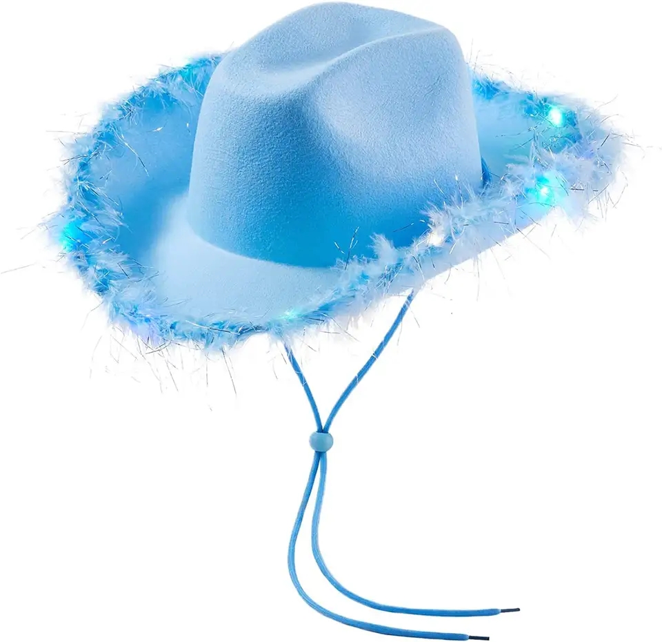 Blue burrs hat with LED lights