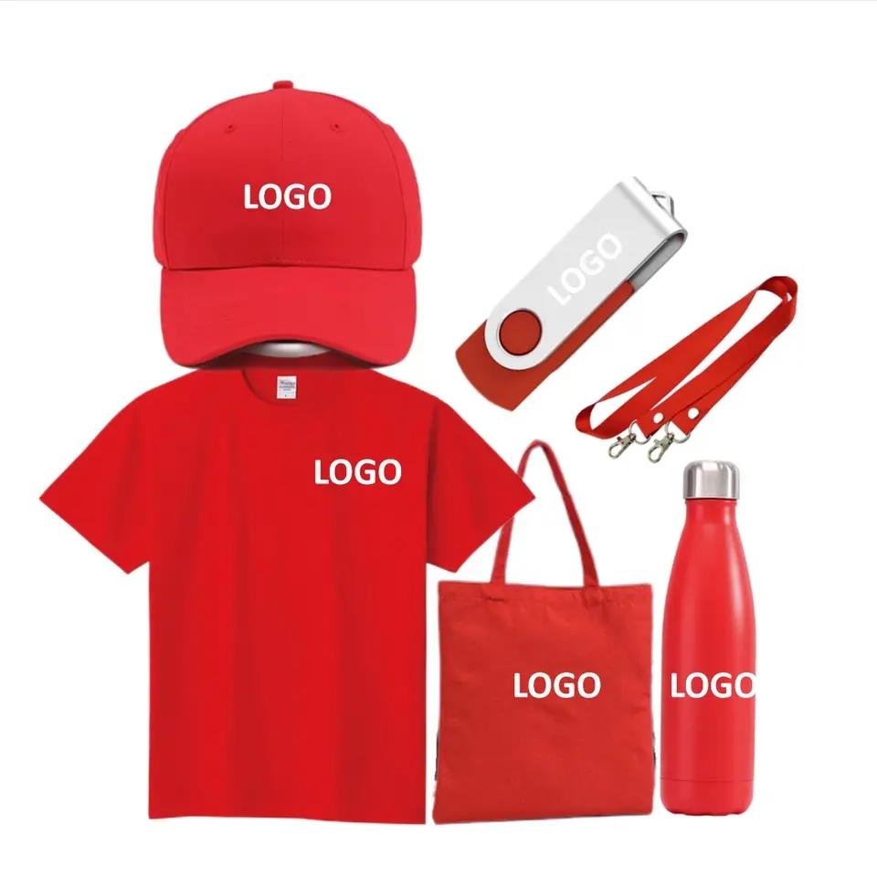 2024 New Custom lanyard Hat Water bottle t shirt gift set Company exhibition Christmas promotional gifts items