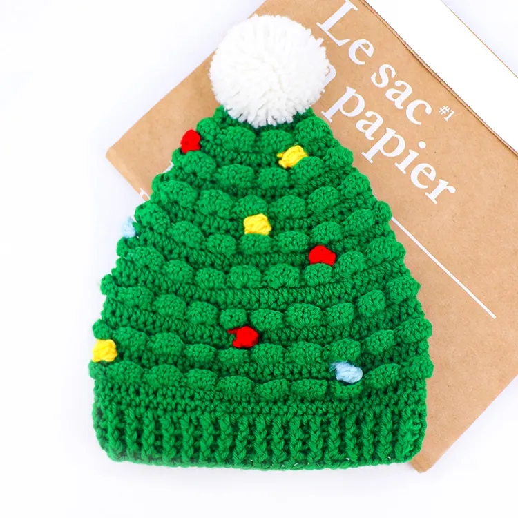Green christmas tree beanie santa hat