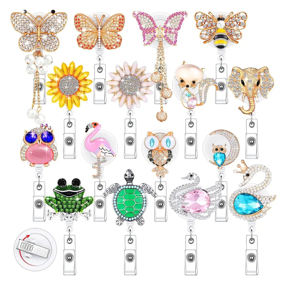 Cute Bling Glitter Insects and animals Badge Holder