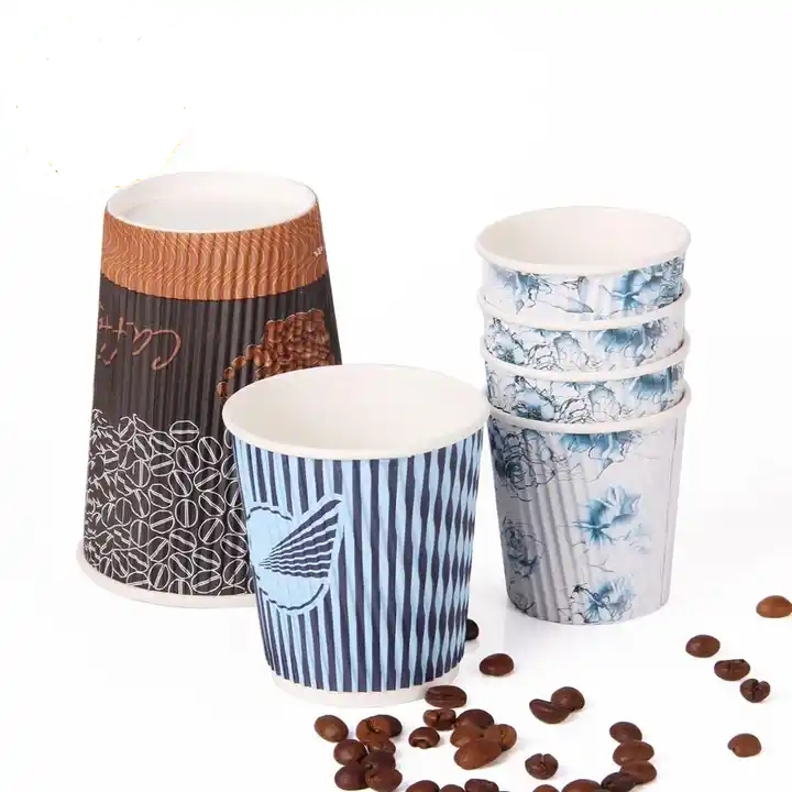 7OZ Ripple Wall Cup Logo Printed Disposable Paper Coffee Cups