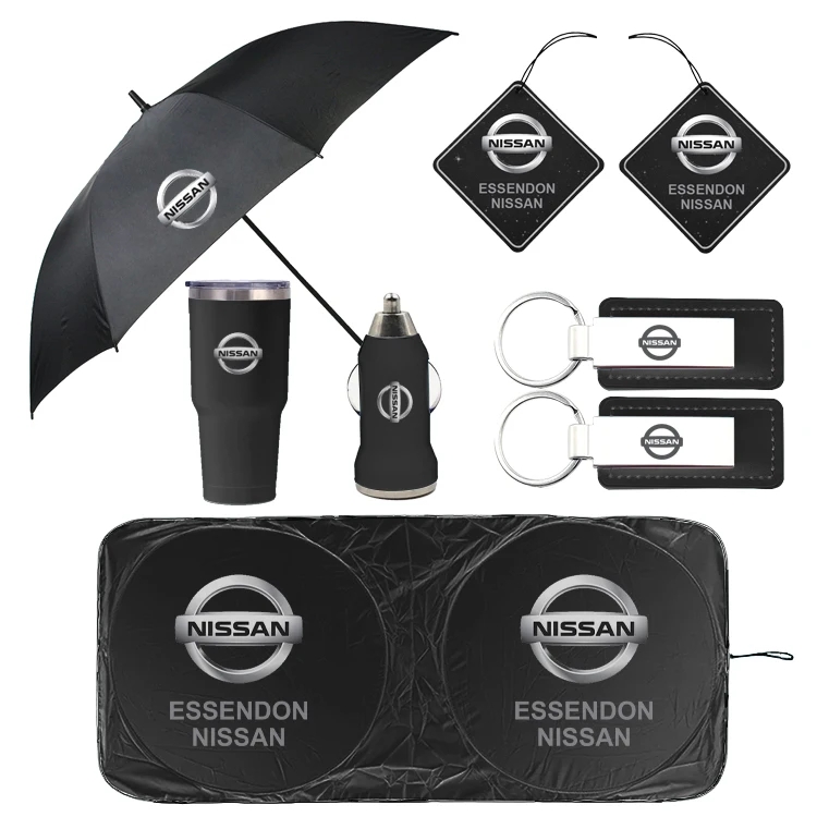 Custom Luxury 4s Item Umbrella Keychain Water Cup Air Freshener Car Sunshade Windproof Car Promotion Gift Car Gift Set