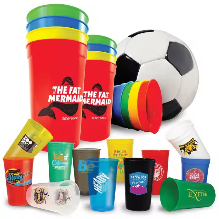 Stadium Cup Plastic Beer Wedding Party Event Cup Promotion Branding with Logo