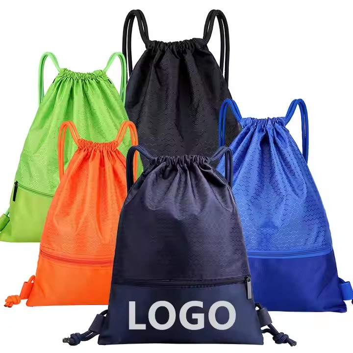 Custom Logo Gift School Travel Drawstring Gym Sport Bag Sublimation Printed Nylon Polyester Promotional Drawstring Backpack